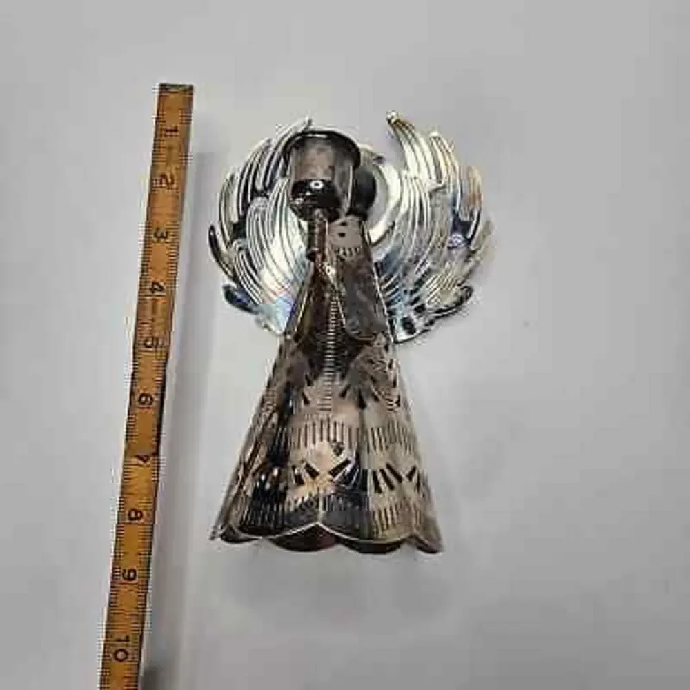 Vintage Metal‎ Angel Candlestick Holder Cutout Perforated Tin Holiday Christmas